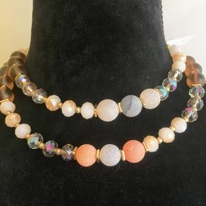 Akola Nude Crystal & Pearl Neutral Tone Necklace